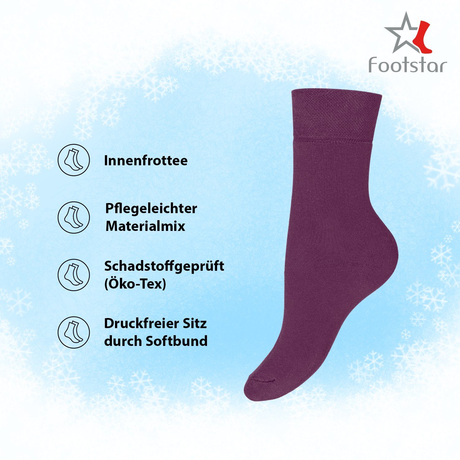 Footstar Thermosocken Kinder Winter Socken (8 Paar) Warme Vollfrottee Thermosocken
