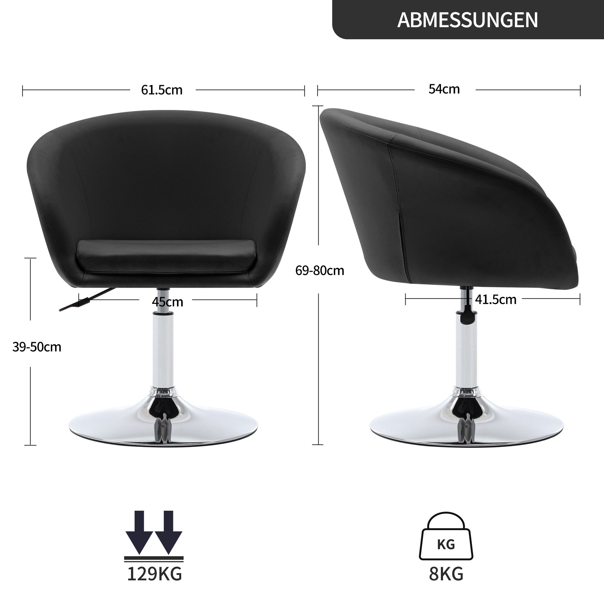 Duhome Loungesessel (WY440), Schminkstuhl Cocktailsessel Drehstuhl Höhenverstellbar mit Armlehne