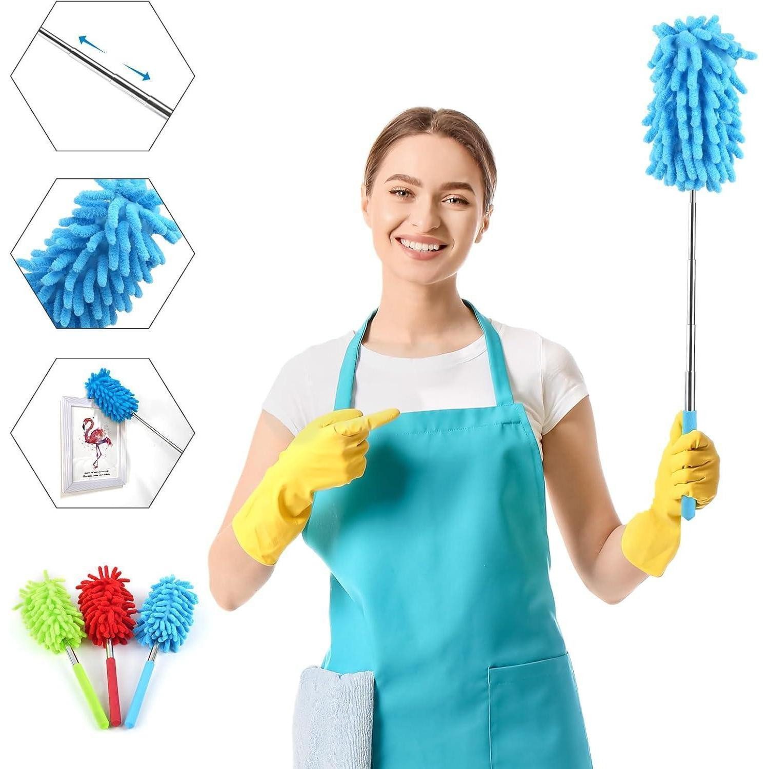 LuxusKollektion Staubwedel Staubwedel Teleskop Ausziehbar Mikrofaser Soft Dusting Cleaner 3er Set
