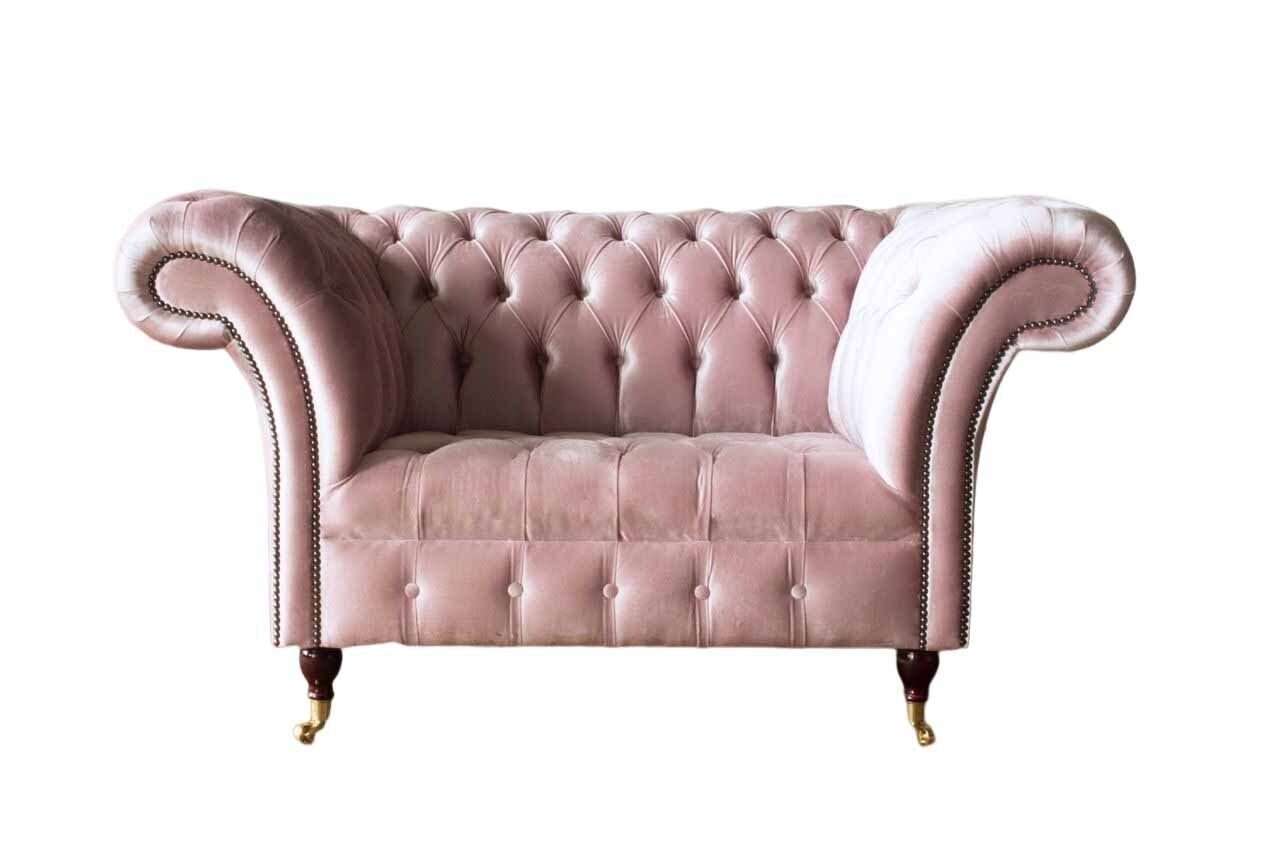 JVmoebel Sessel Rosa Sessel 1 Sitzer Sofa Polster Design Luxus Stoffsofas Chesterfield, Made In Europe