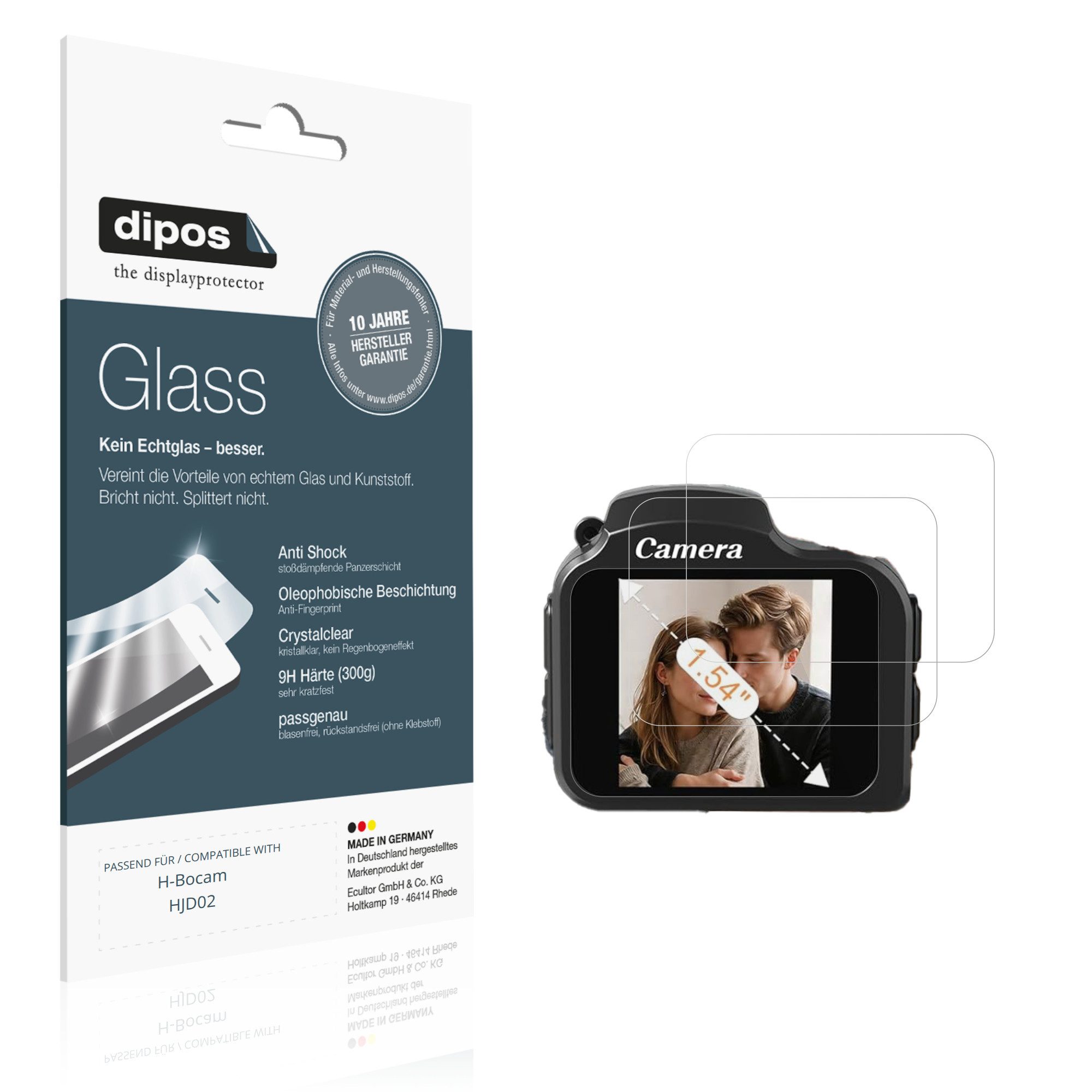 dipos Displayschutzfolie Schutzfolie für H-Bocam HJD02, 2 Stück, Displayschutz Schutz Folie Made in Germany