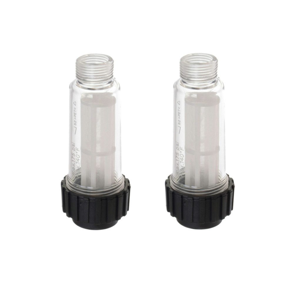 Trade-Shop Wasserfilter 2x passend für Bosch, Stihl, Nilfisk, Einhell, Nilfisk, Parkside, Zubehör für Kärcher 4.730-059.0, Nilfisk 128500674, Anschluss: 3/4" Gewinde / Durchmesser: 5cm / Höhe: 12cm