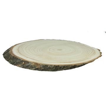 colourliving Rindenscheiben Baumscheibe groß 47x27 cm Tischdeko Baumplatte Holzscheibe Holztablett, (1-tlg), Naturbelassen, Paulownia Holz unbehandelt, Unikat