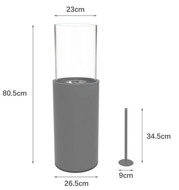 Monster24 Echtfeuer-Dekokamin Bio-Ethanol Standkamin für Indoor & Outdoor (80x26x26 cm)