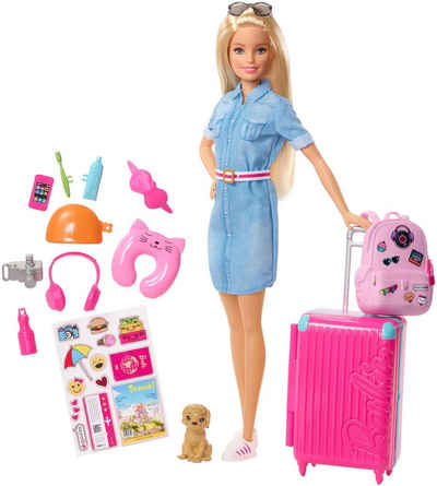 Barbie Anziehpuppe Reise Puppe, blond mit Zubehör