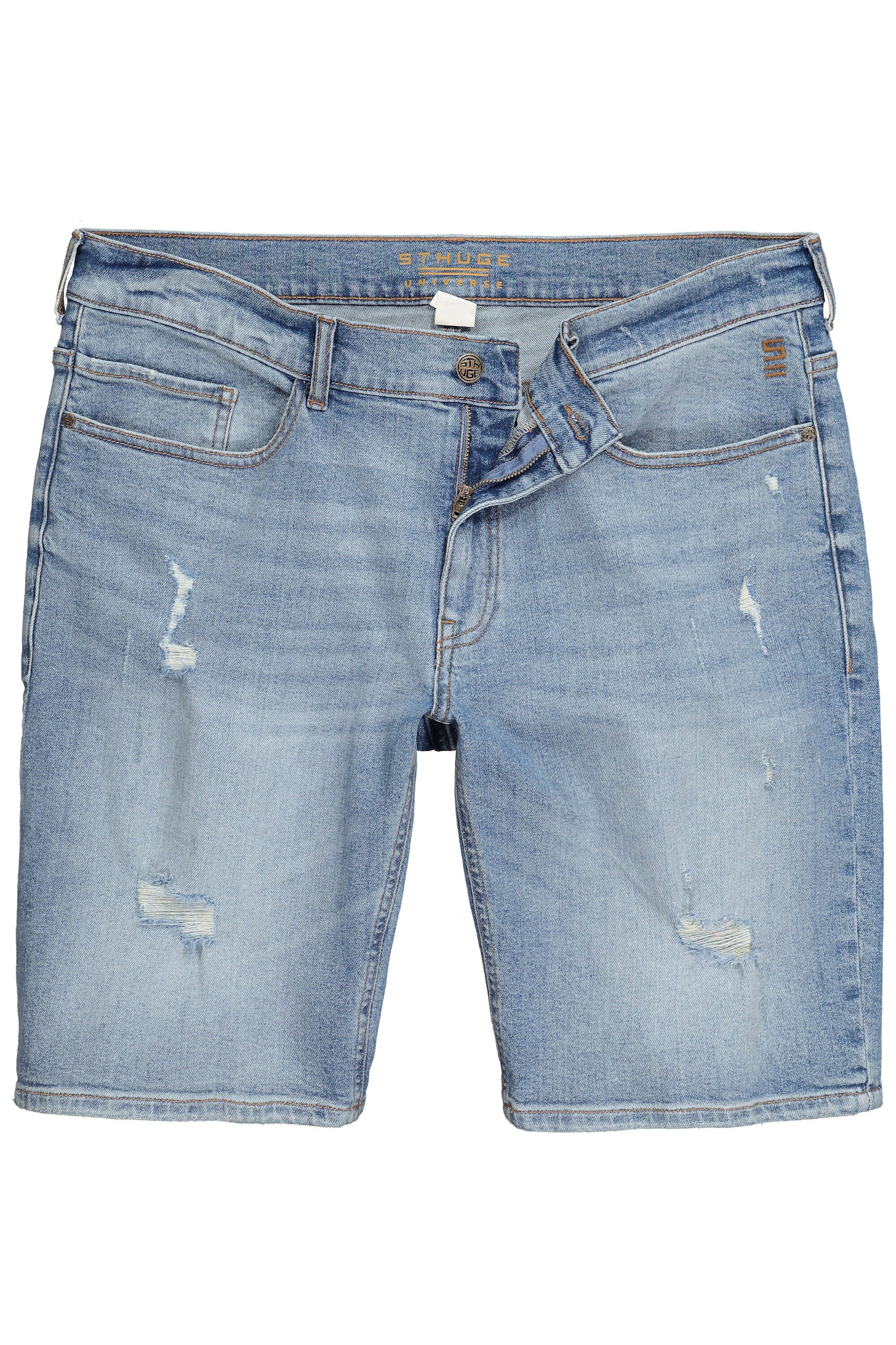 STHUGE Sweathose STHUGE Jeans-Bermuda Bauchfit 5-Pocket Baggy Fit günstig online kaufen