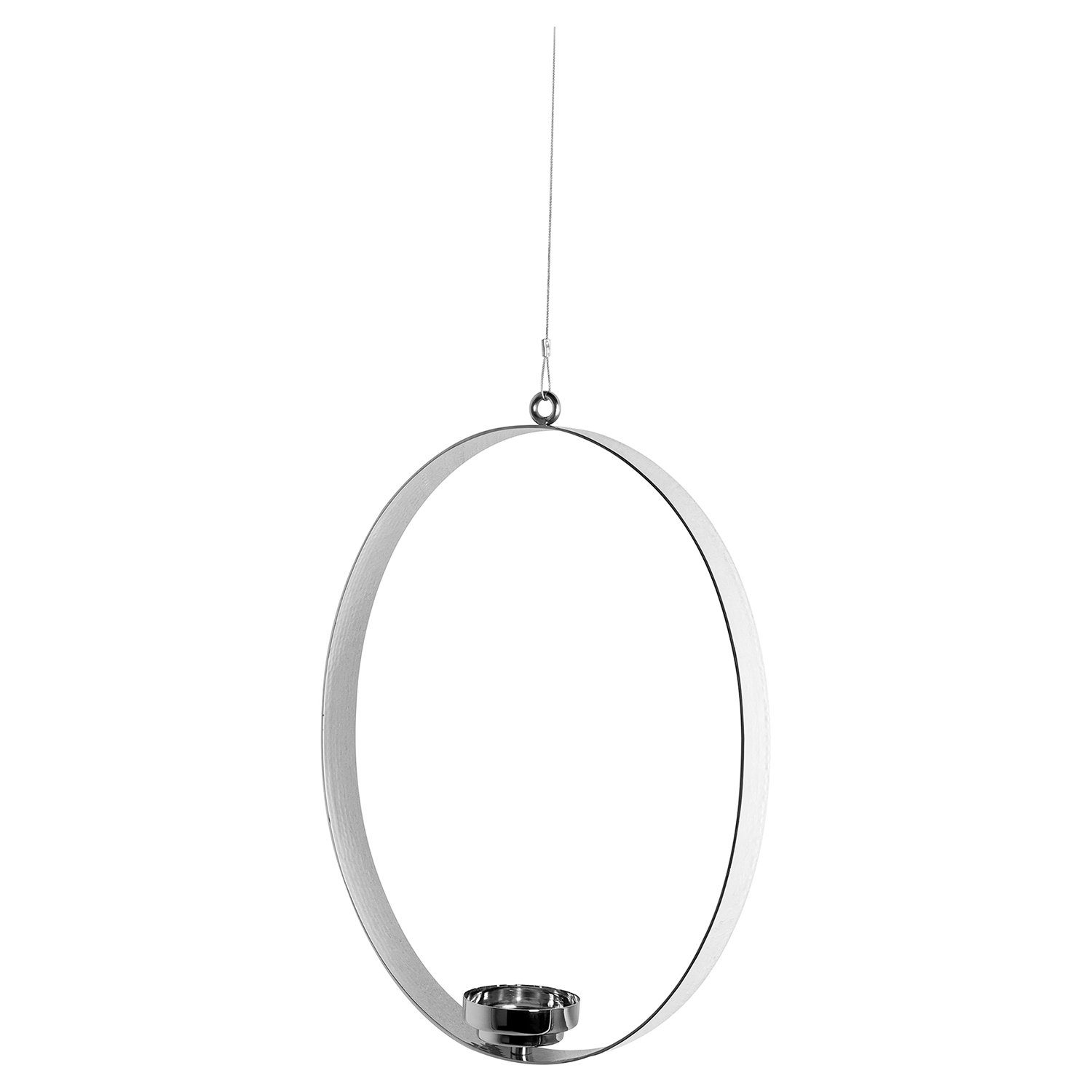 Fink Teelichthalter Teelichthalter SABINA - silberfarben - Edelstahl - H.44cm x B.36cm (1 St., Kerzenhalter), vernickelt - gehämmert - nicht outdoorgeeignet