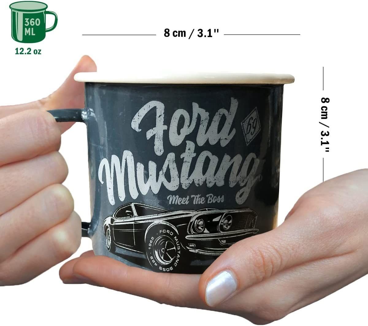 Nostalgic-Art Mustang - Boss Tasse Ford Ford - Emaille-Becher The