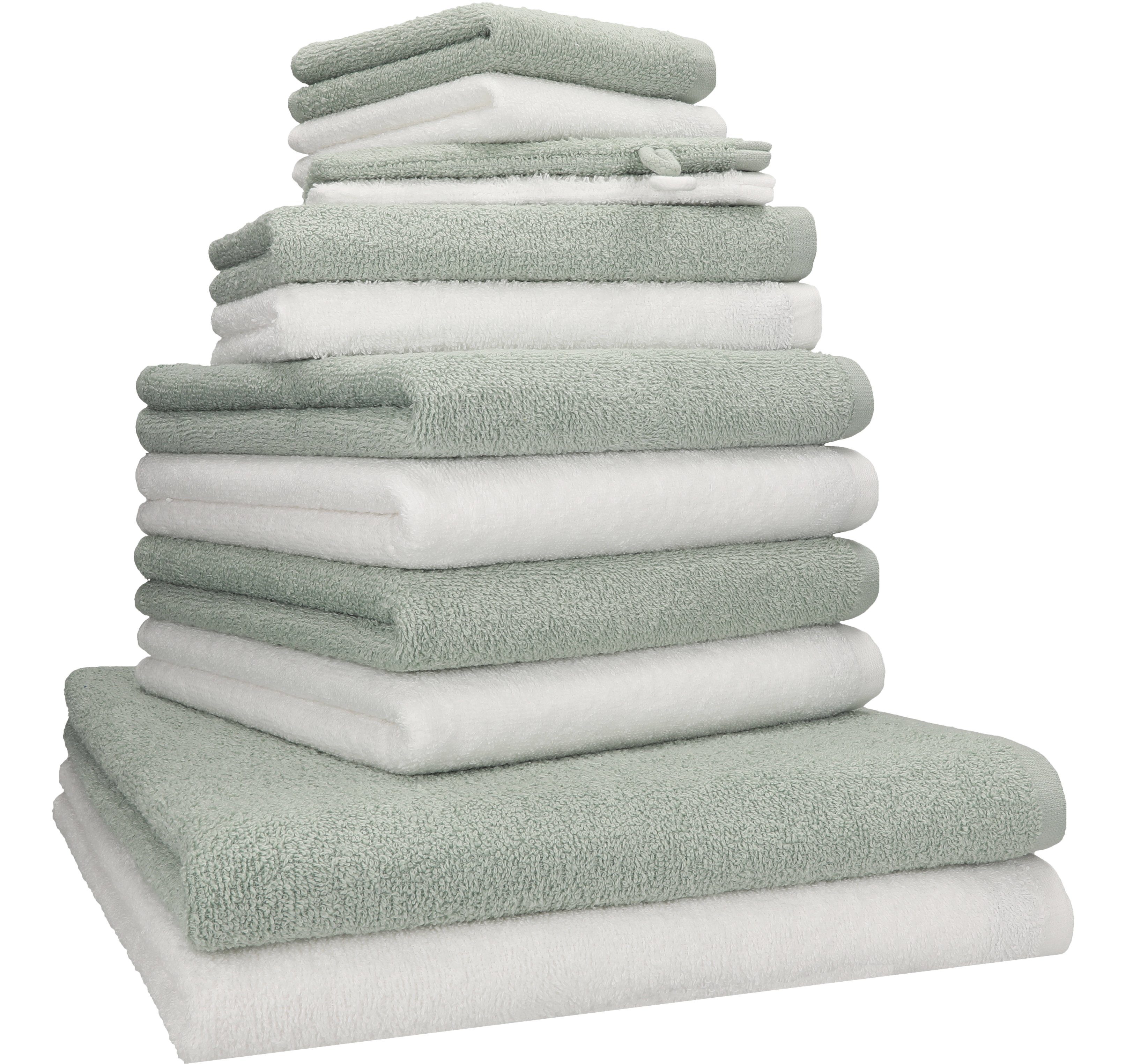 Betz Handtuch Set 12 TLG. Handtuch Set BERLIN Farbe Jade - weiß, 100%  Baumwolle
