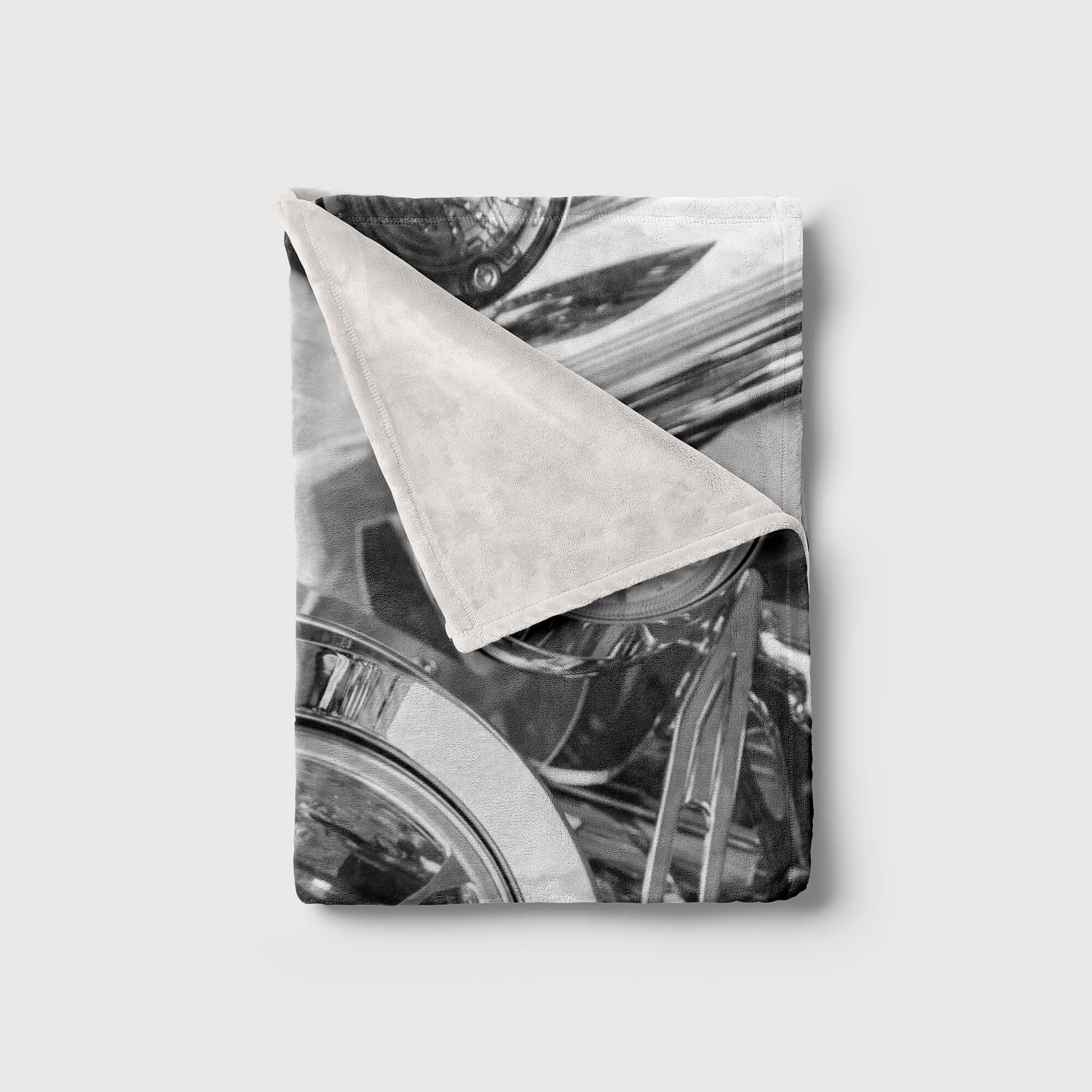 Sinus mit Kuscheldecke Scheinwer, Handtuch Strandhandtuch Fotomotiv Handtuch Baumwolle-Polyester-Mix Art (1-St), Saunatuch Handtücher Motorrad
