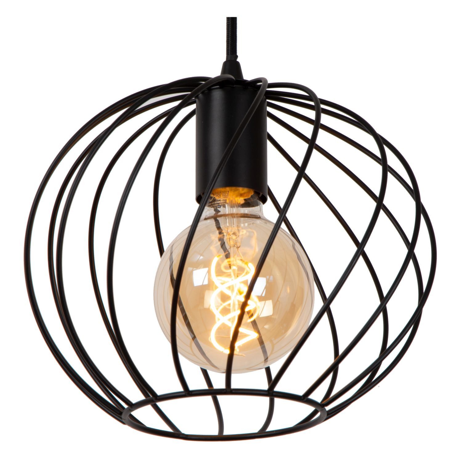 Licht-Erlebnisse Pendelleuchte LORIN, ohne Leuchtmittel, Metall H: max. 165 cm Schwarz E27 3-flammig Kugel Schirm Modern