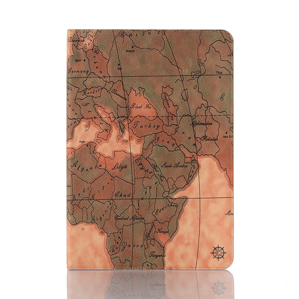 FroShop Tablet-Hülle Schutzhülle für Samsung Galaxy Tab S7 11" 2020, Galaxy Tab S8 11" 2021 Wake Up / Sleep Funktion Weltkarte, Case Etui Tasche Cover Aufstellen Kunstleder - Farbe BEIGE