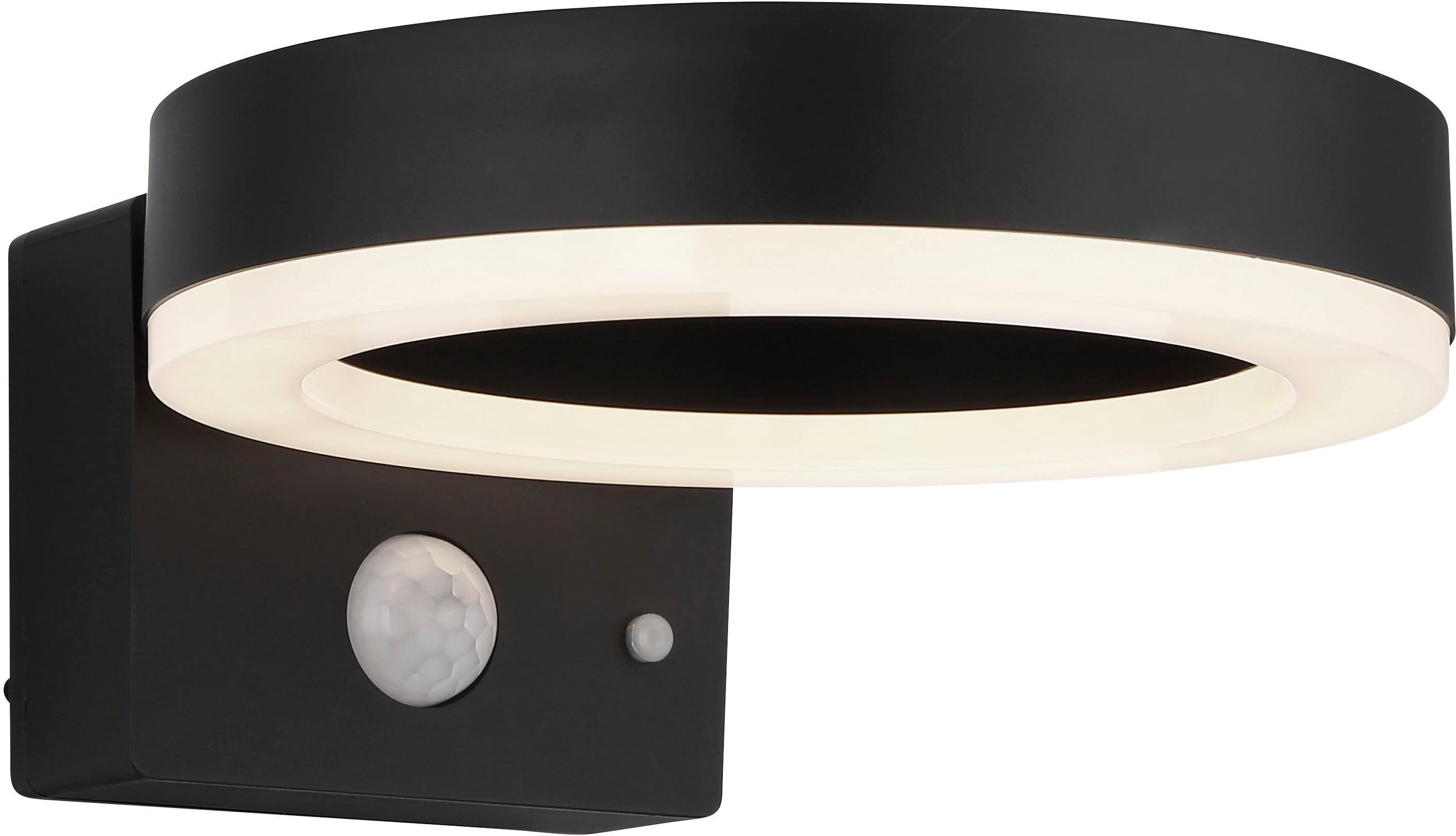 GLOBO LIGHTING LED Solarleuchte SOLARLEUCHTE KUNSTSTOFF SCHWARZ MATT, 1XLED, LED fest integriert, Warmweiß, Solar Garten Terrasse Außenbeleuchtung Funktionsleuchte Außenbereich