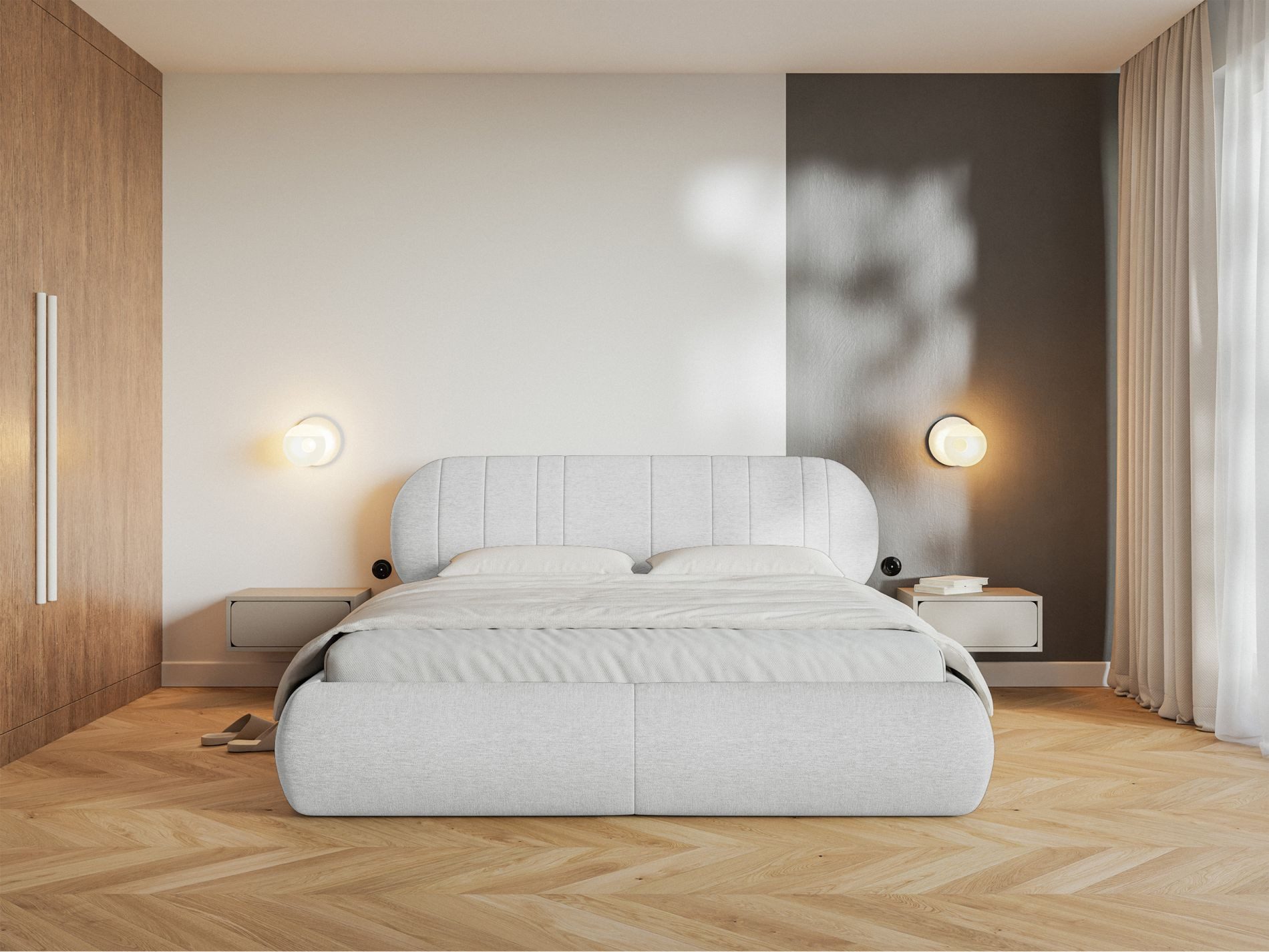 Selsey Polsterbett ASMELIO, Doppelbett mit Rollrost und Kopfteil