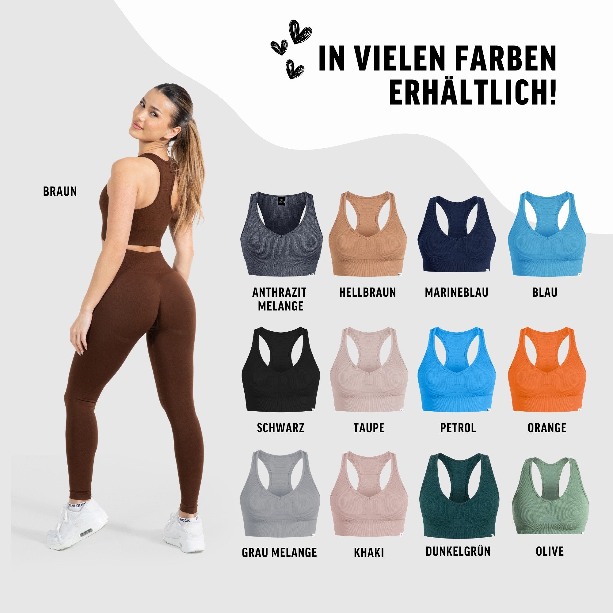 Smilodox Sport-BH Amaze Pro, Seamless Sport Bra Gerippter Stoff Fitness Yoga Alltag Raberback Top, Atmungsaktiv, ohne Bügel, Fitness – Bild 4 von 5