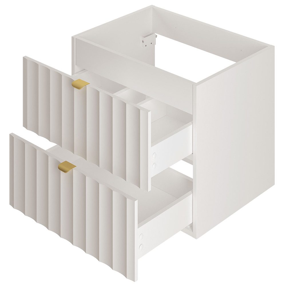Lomadox Waschtisch AVOLA-140, Waschtischunterschrank 60 cm breit inkl. Waschbecken Gäste WC in weiß