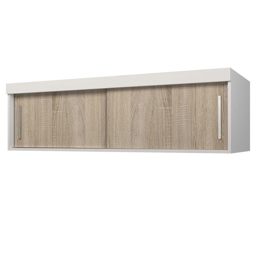 Polini Home Schwebetürenschrank Weiß-Eiche einfache Oberschrank (weiß-eiche) | Befestigung 150cm in Prime Comfort Schrankaufsatz aufsatz Breite Weiß-Eiche