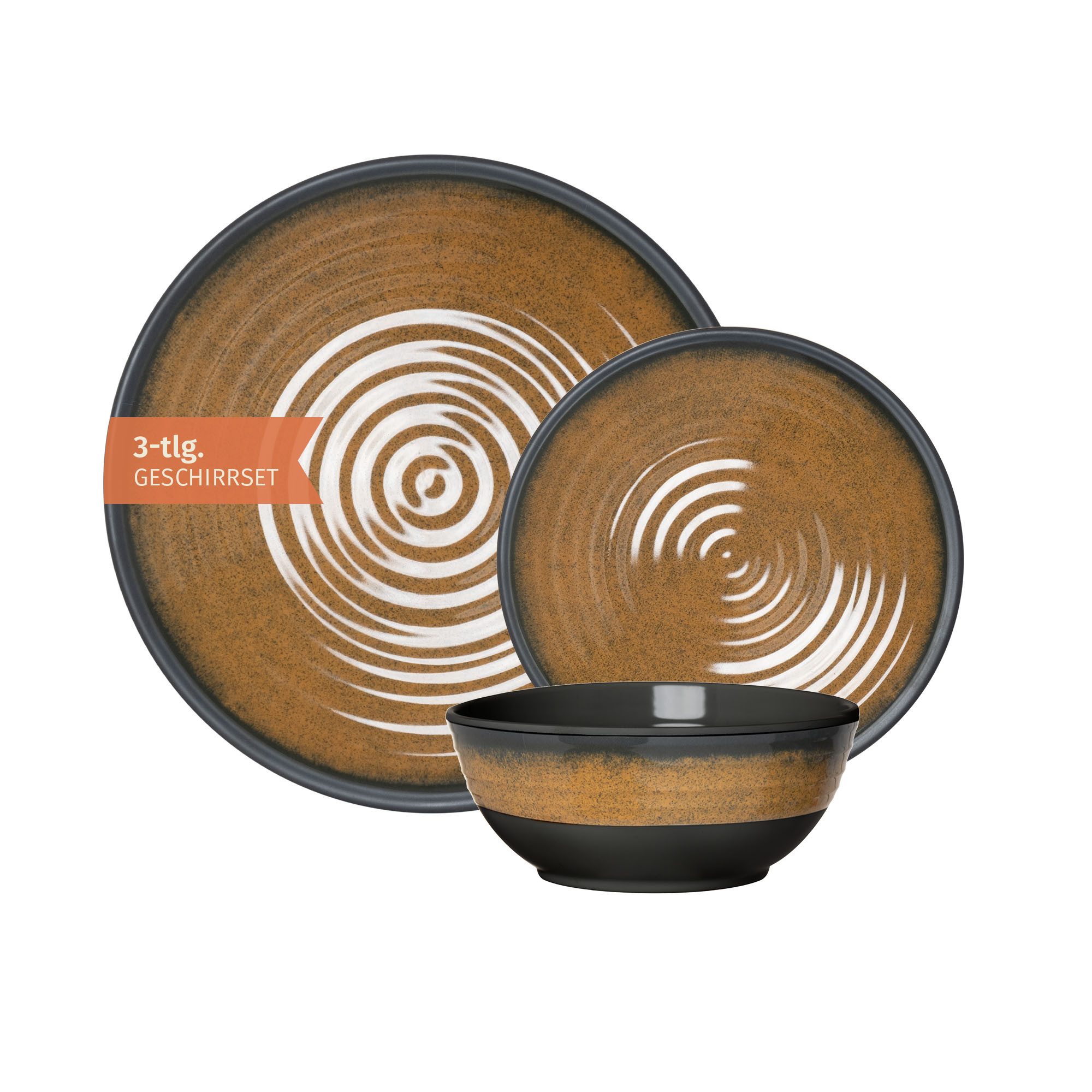 Moritz Geschirr-Set Camping Geschirr Stone Curry 3-teilig