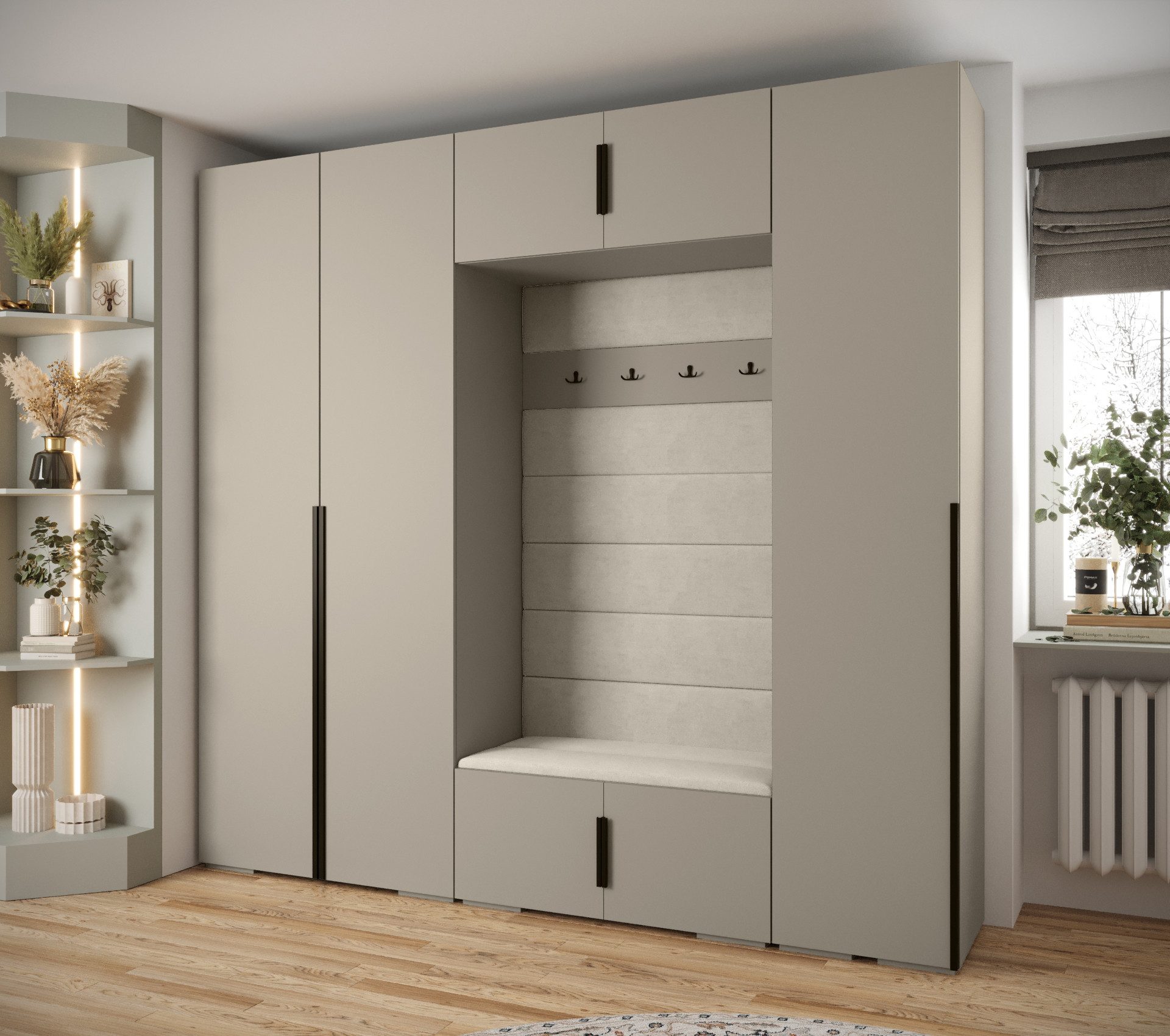 ABIKS MÖBEL Kompaktgarderobe INOVA 1 SATZ 8 Möbelset, Garderobe mit Kleiderstange und Regalen