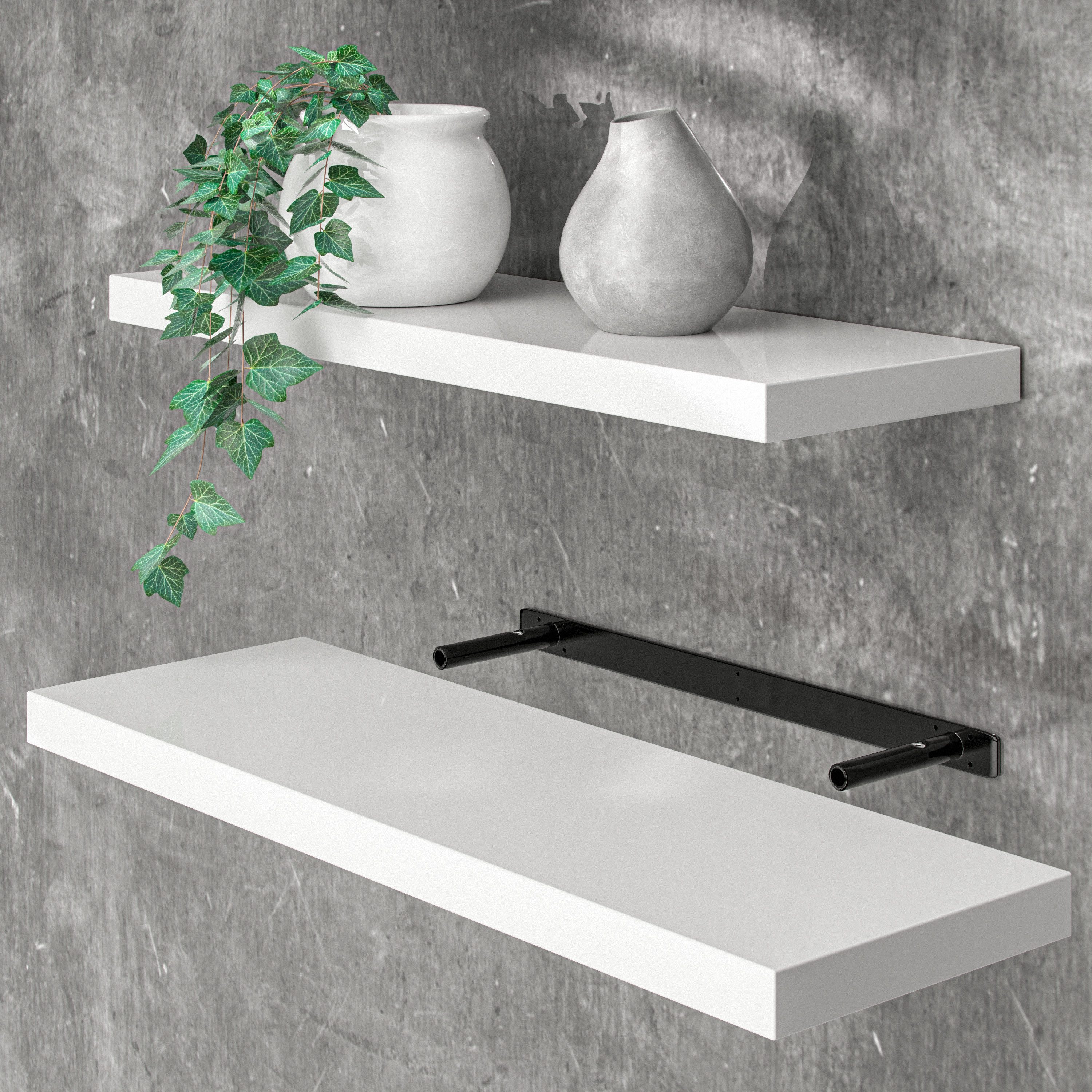 Casaria Wandboard, Weiß Hängeregal mit Halterung 15kg Tragkraft Küche Hochg günstig online kaufen