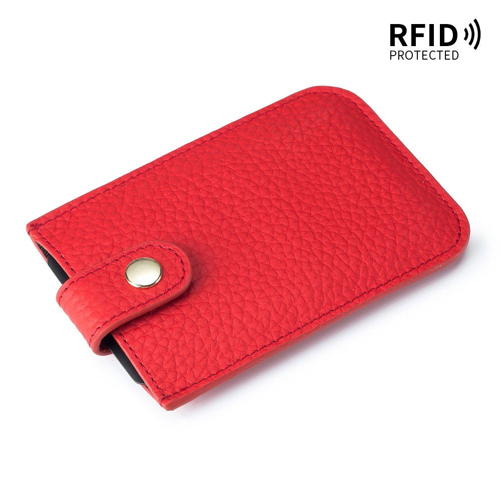 Leder, Geldbörse mit Echtleder Damen-Etuis Kartenetui VIVIHEYDAY RFID Rot Schutz, Mini Geldbörse aus