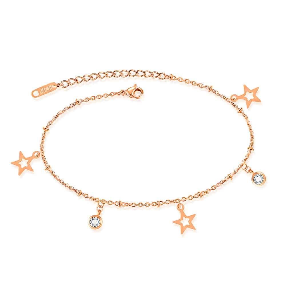 Kim Johanson Fußkette Sunshine, Edelstahl, mit Stern-Anhänger, verstellbar, sommerlich