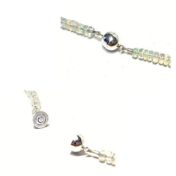 Edelschmiede925 Armband Edel Opal Kette Magnet Verschluß 925/- Sterling Silber 50cm