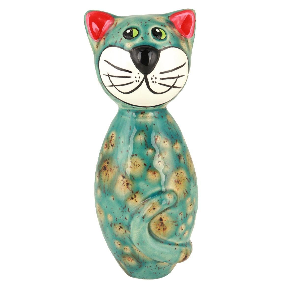 Akzenten, Tangoo blaugrün olivfarbenen MINI Tangoo (Stück) mit Gartenfigur Keramik-Katze