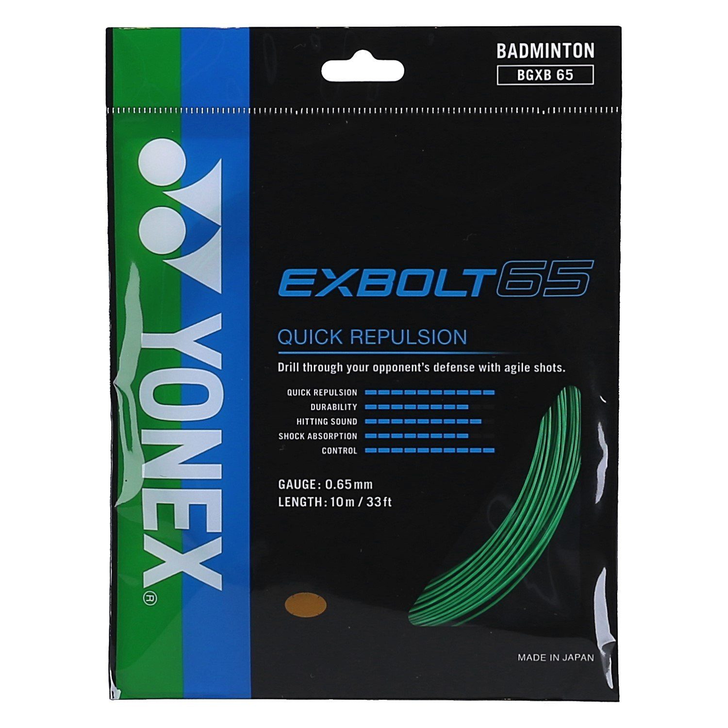 Badmintonsaite Exbolt 65 (Kontrolle) grün 10m Set