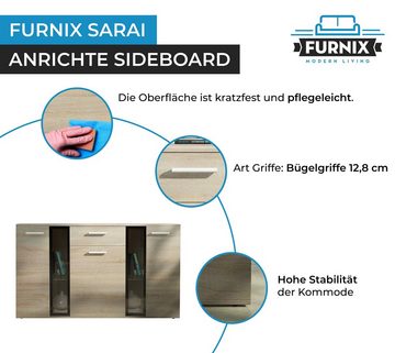 Furnix Anrichte Sideboard SARAI mit Glastüren, 1 Schublade, 3 Türen, B140,4 x H80 x T40,2 cm