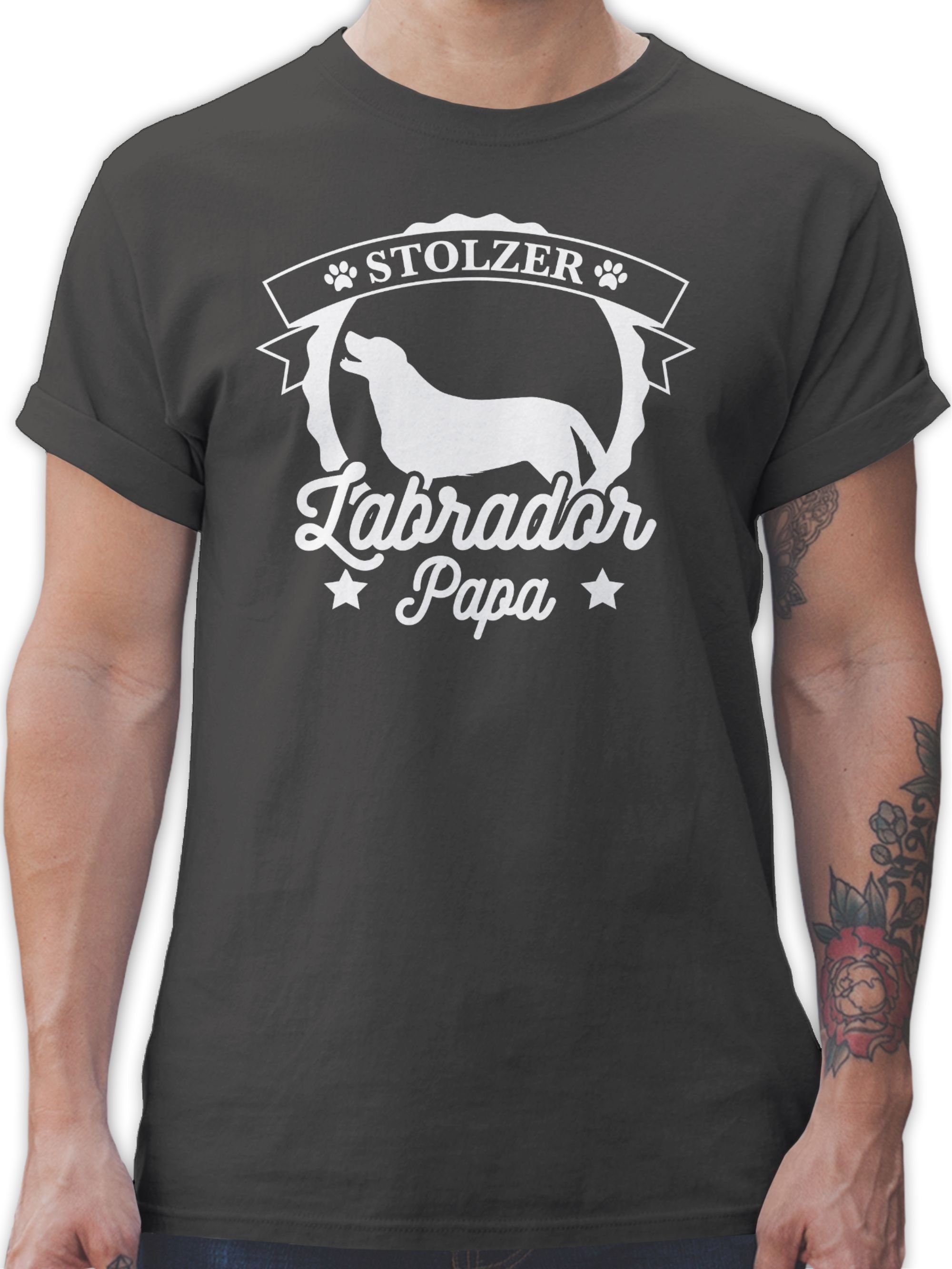 Shirtracer T-Shirt Stolzer Labrador Papa Geschenk für Hundebesitzer 2 Dunkelgrau