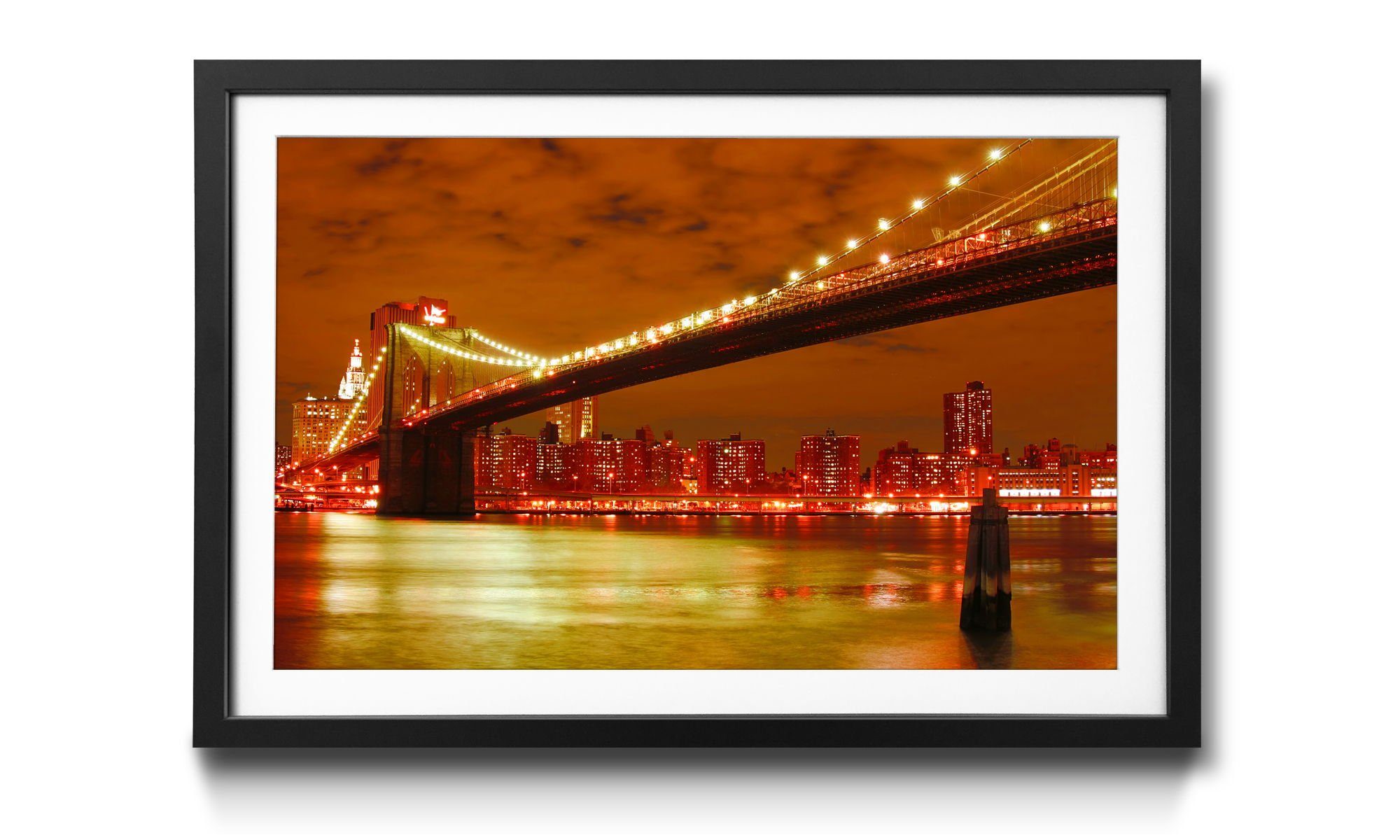 WandbilderXXL Bild mit Rahmen Brooklyn Bridge, New York, Wandbild, in 4 Größen erhältlich