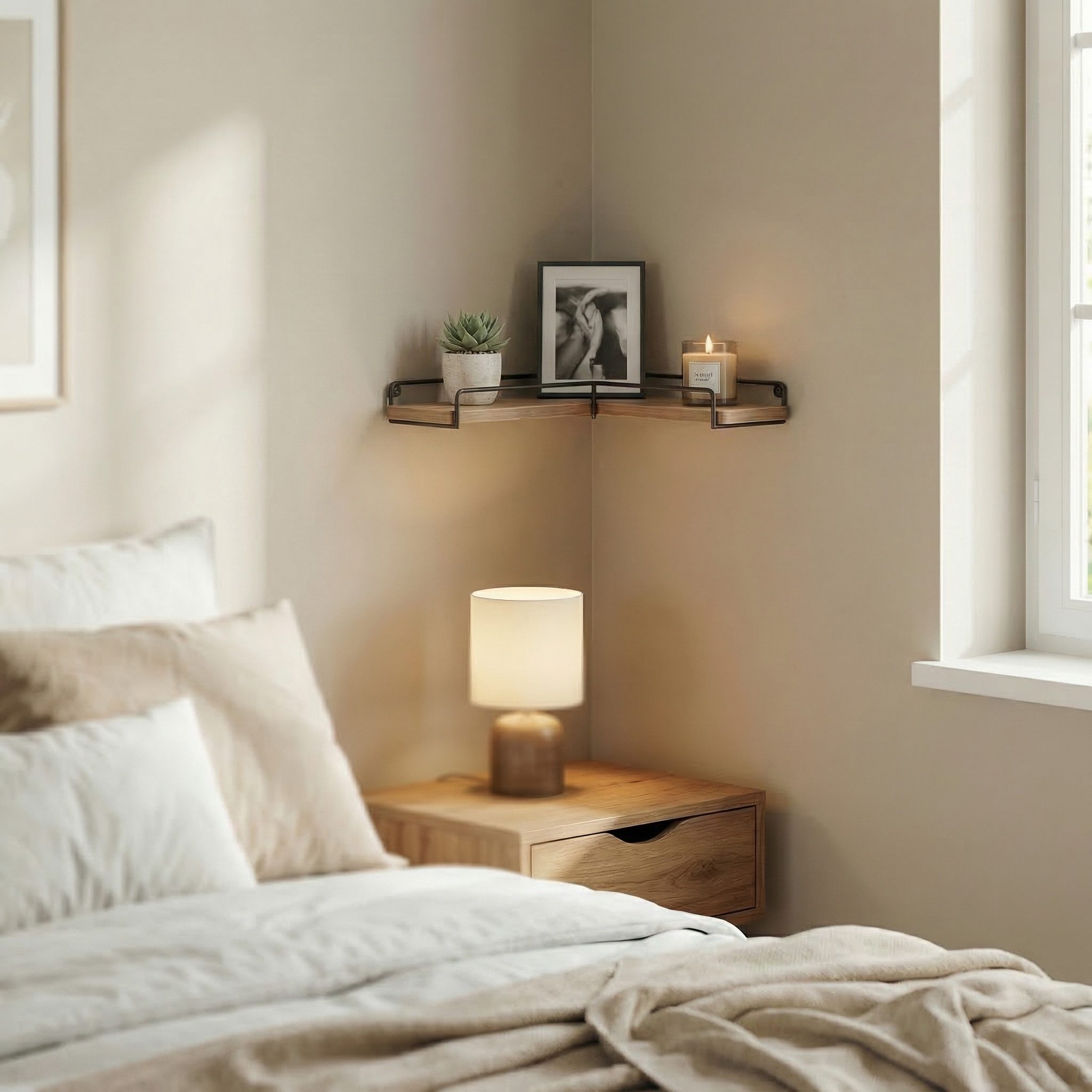 Kyto Eckregal Kyto Eckregal 2er-Set L-förmige Regales aus Holz & schwarzem Metall