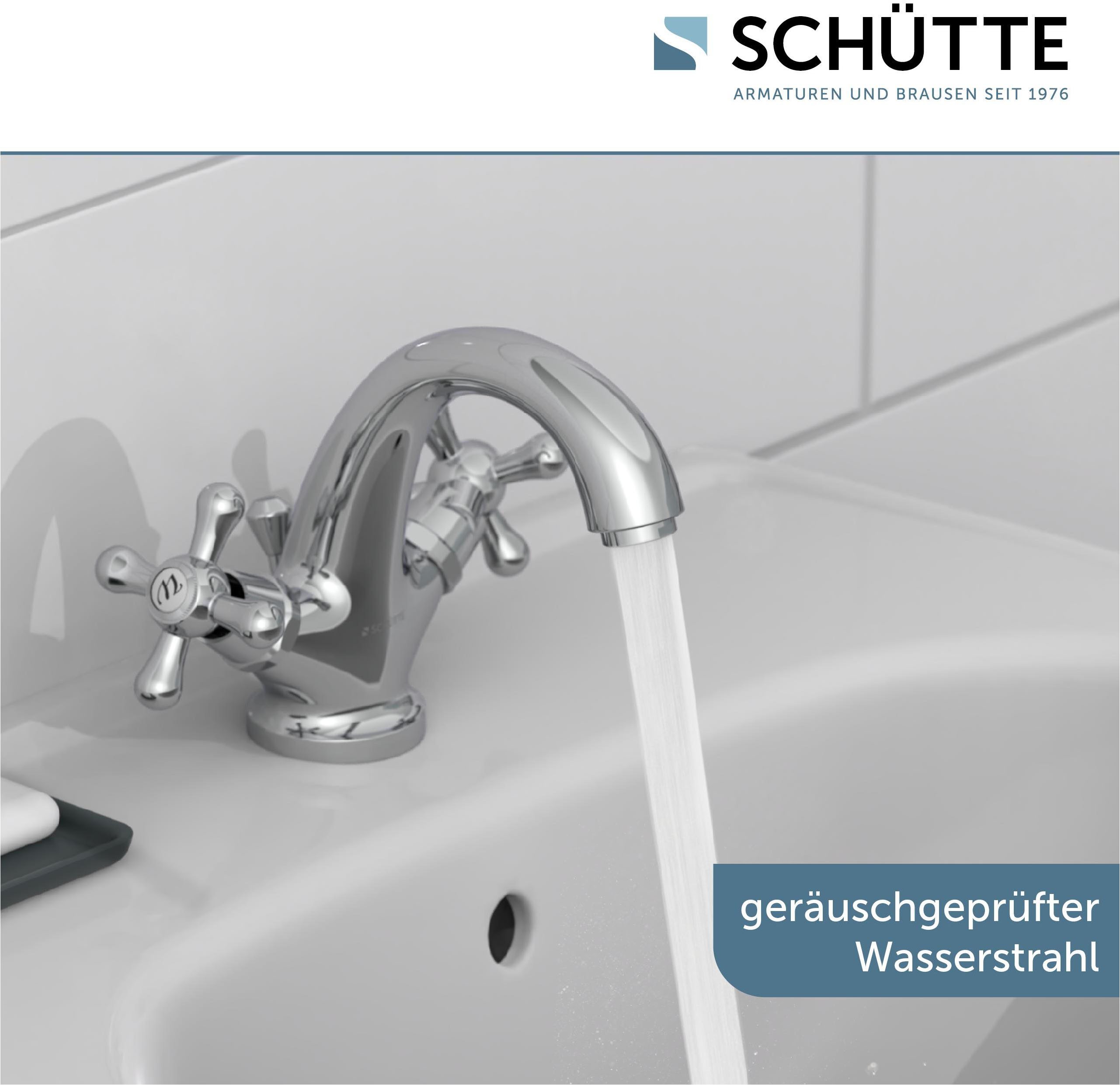 Schütte Waschtischarmatur Elk mit Zugstange, mit Ablaufgarnitur, Mischbatterie, Chrom