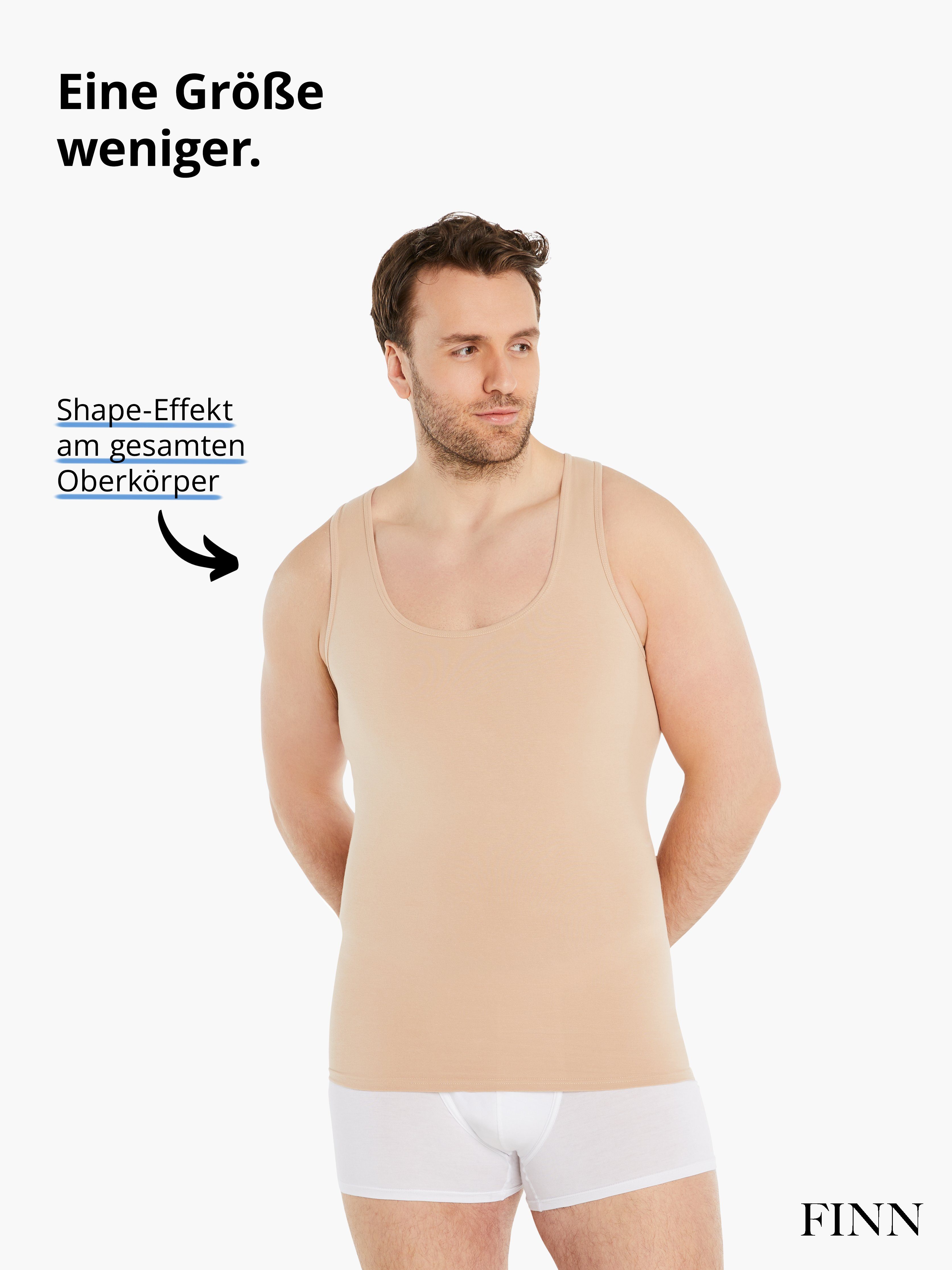 Herren extra Ärmellos beige Design Kompression, Shapinghemd weniger light Kleidergröße FINN Kompressions-Unterhemd Shapewear starke eine