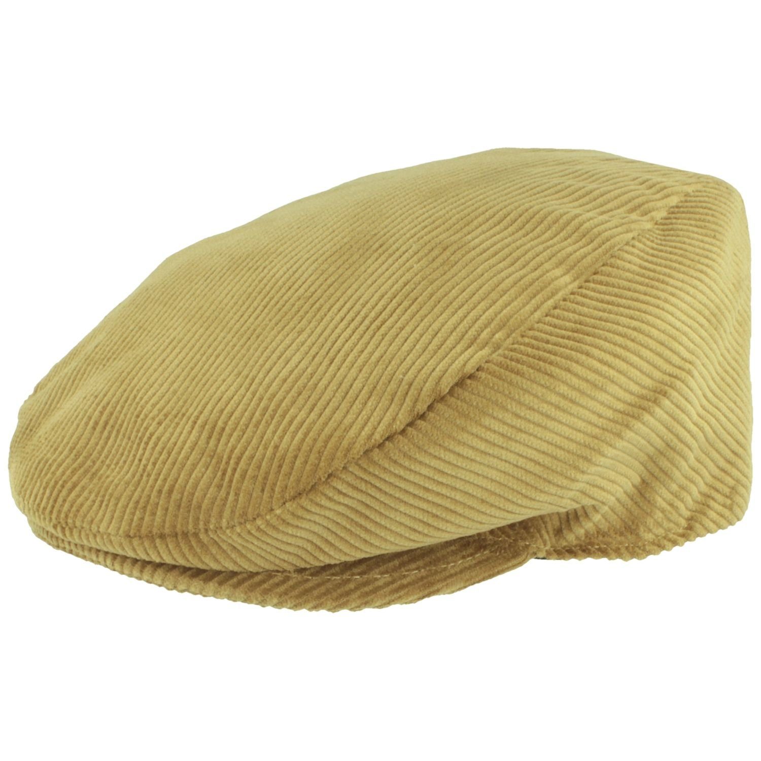 Baumwolle aus Breiter Schiebermütze Flatcap camel mit Cord-Streifen