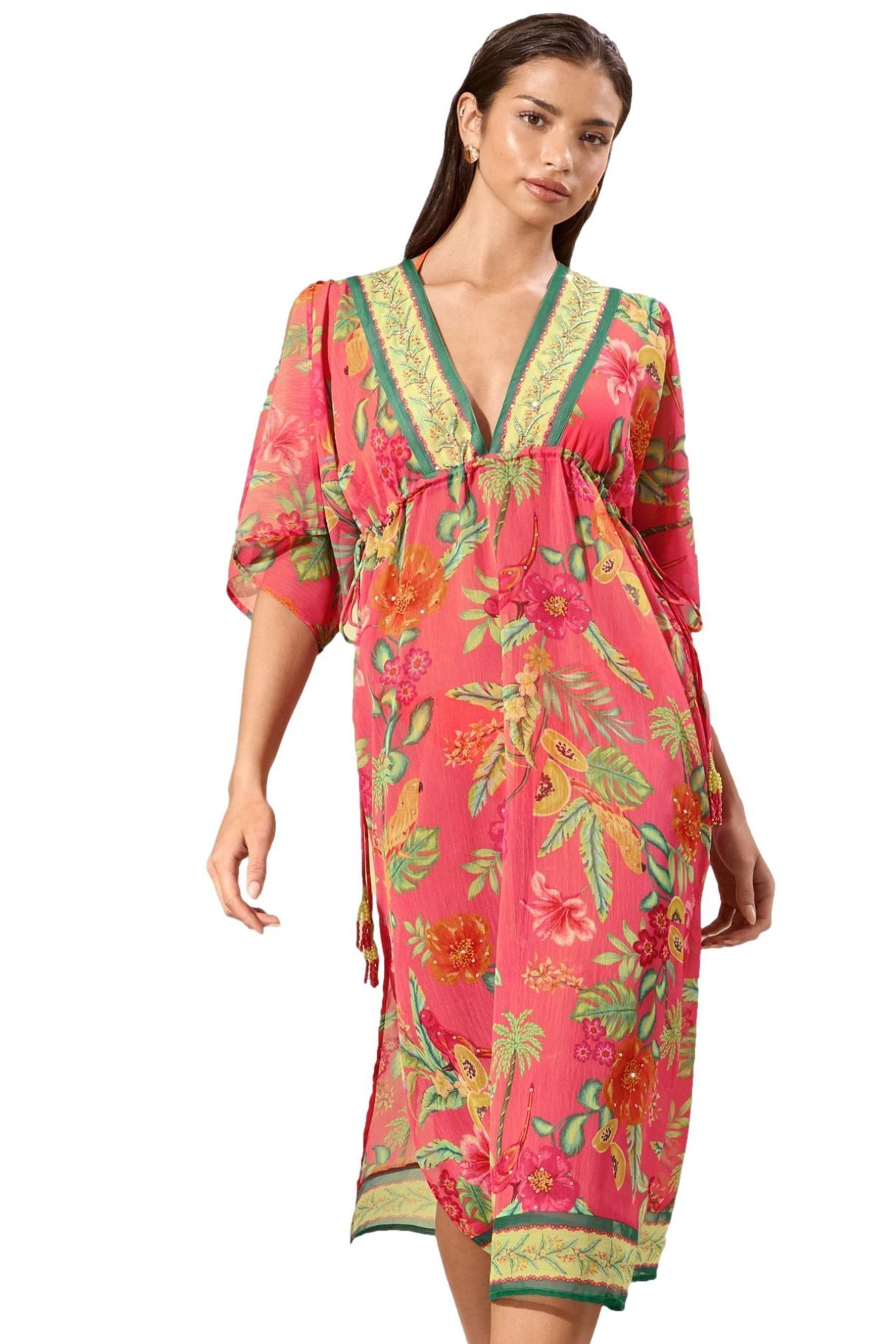 LIPSY Strandkleid Lipsy Chelsea Maxi-Kaftan mit China-Print (1-tlg)