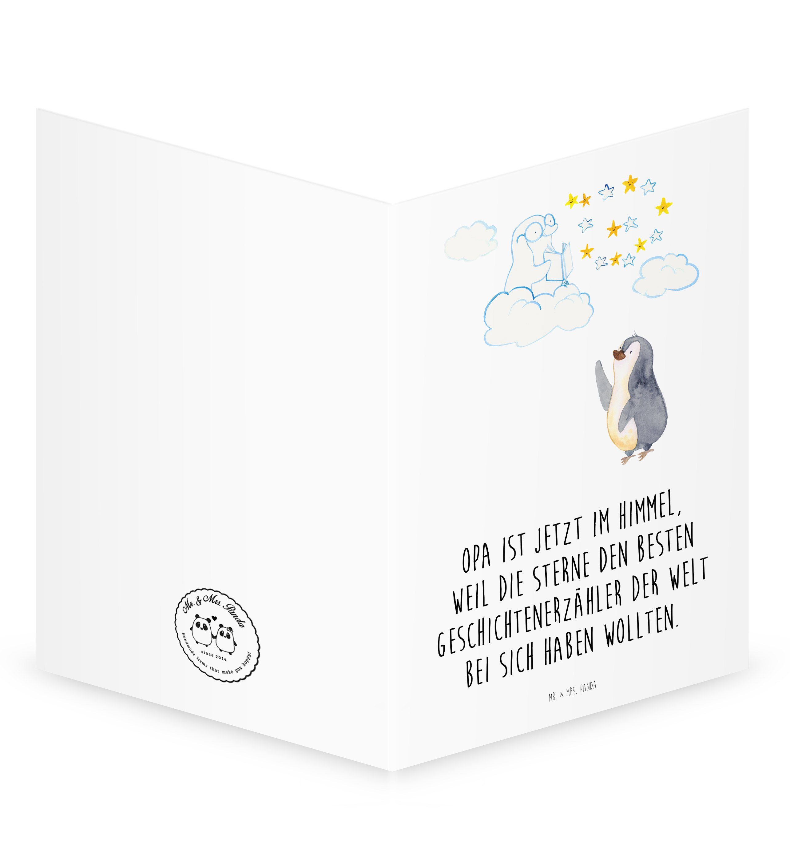 Mr. & Mrs. Panda Kondolenzkarte, Sterne Pinguin - Bei Beileidskarte Opa Trauersprüche, Weiß Karte, 