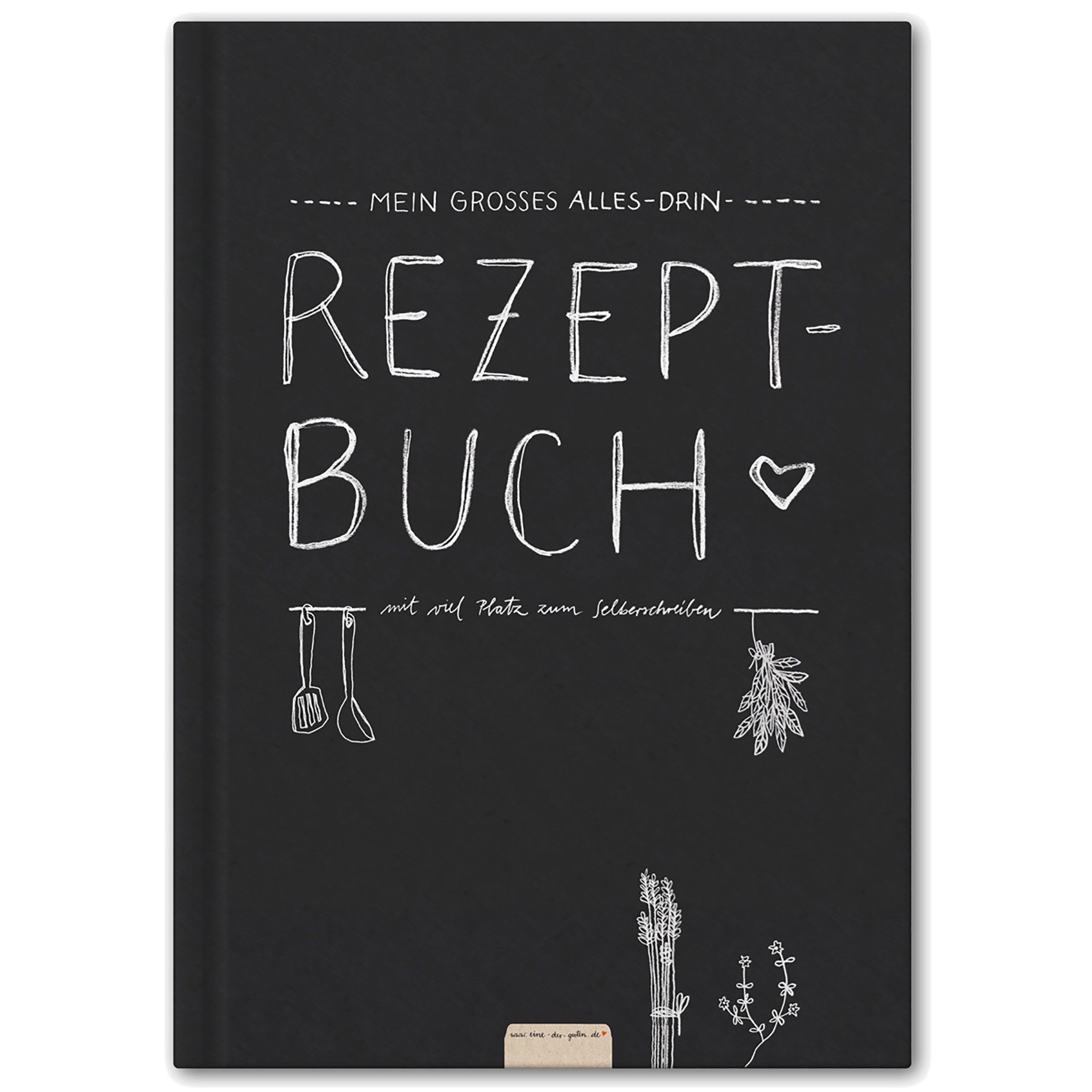 Eine der Guten Verlag Notizbuch Mein großes Alles-Drin XXL Rezeptbuch, DIY Kochbuch Schwarz, Backbuch schreiben, Premium Hardcover FSC-Papier