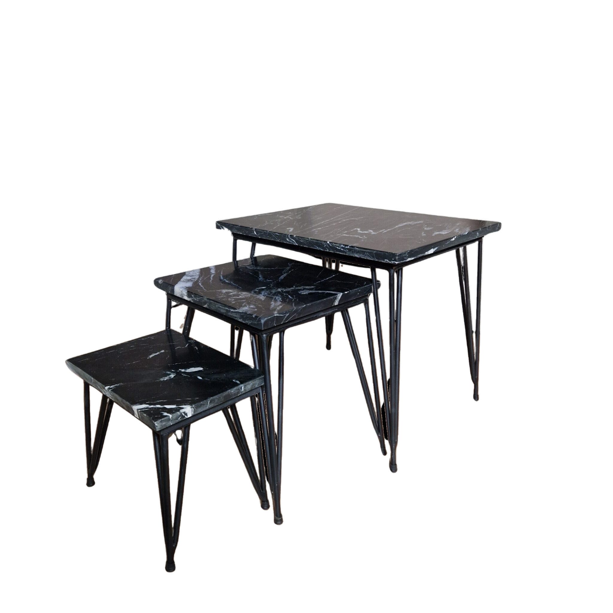 Couchtisch Couchtisch-Set Gala Schwarzer Marmor 50 cm