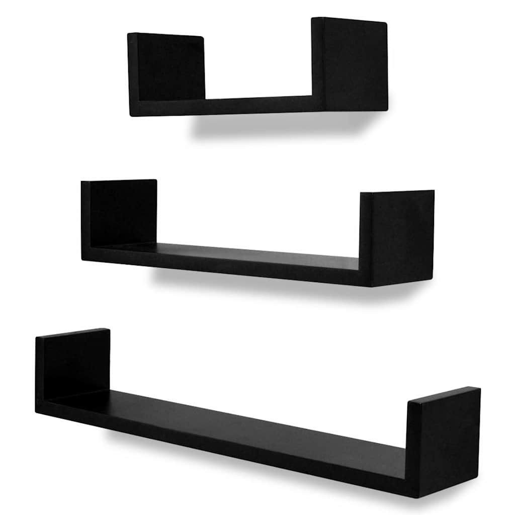 vidaXL Regal Wandregale 6 Stk. Schwarz, 6-tlg., 6x Wandregal Schwarz Hängeregal Bücherregal Wandboard Schweberegal