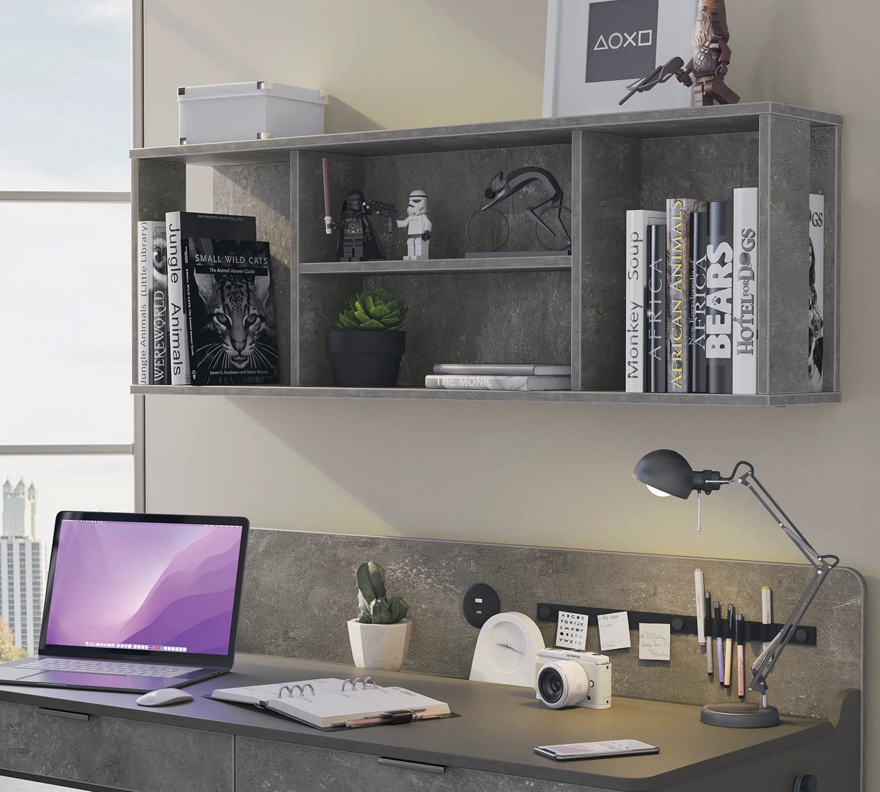 Möbel-Zeit Wandregal SPACE – Anthrazit & Dunkelgrau – Modernes Hängeregal