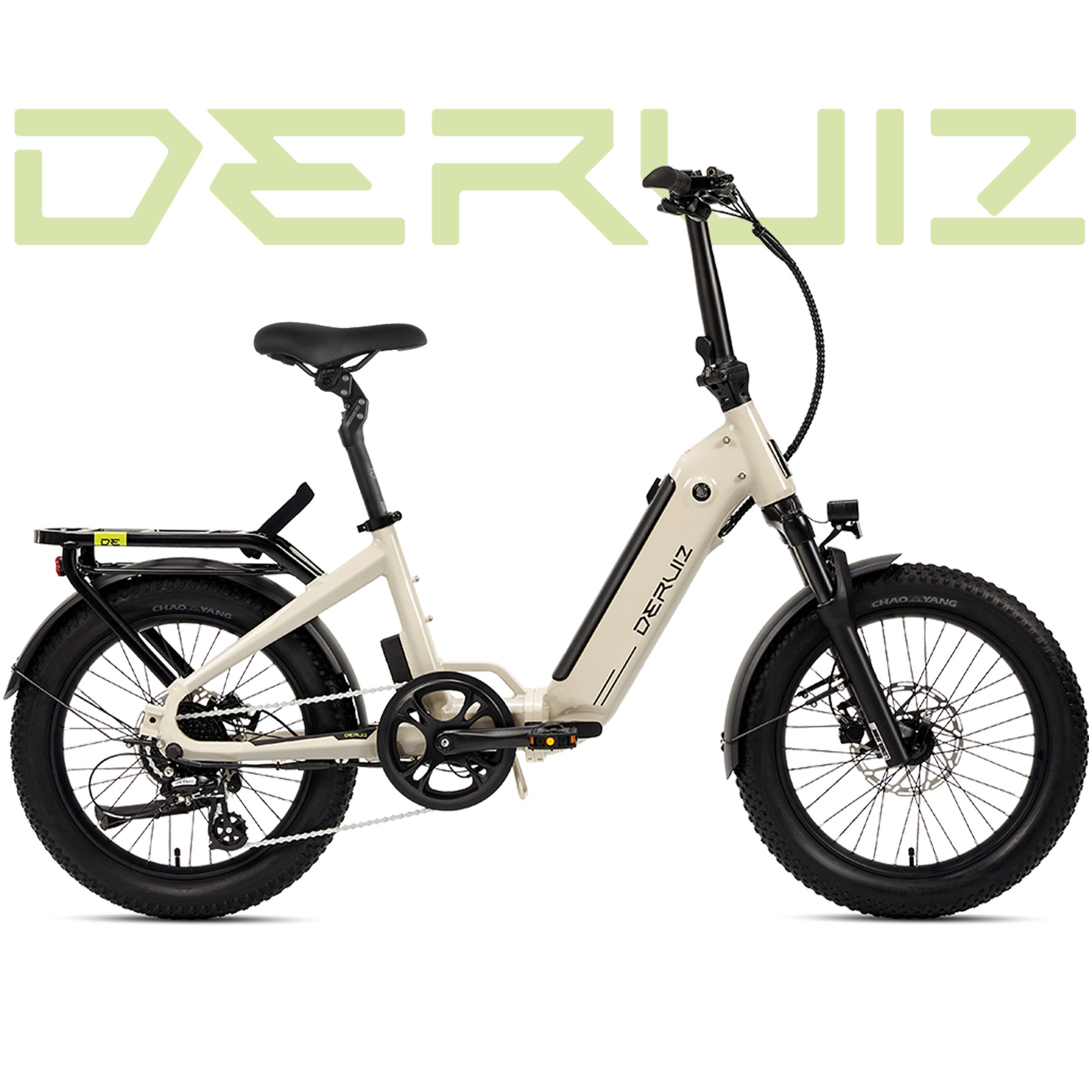 DERUIZ E-Bike Faltrad 20 Zoll, max. 140km, Federsattelstütze, mit Bluetooth & App, 5 Stufen, 8 Gang SHIMANO SHIMANO ALTUS 11-32T Schaltwerk, Kettenschaltung, Heckmotor, 500 Wh, (mit Akku-Ladegerät, mit Werkzeug), RH:36cm, Bremslicht, Gepäckträger (max.50kg), hydraulische Bremsen