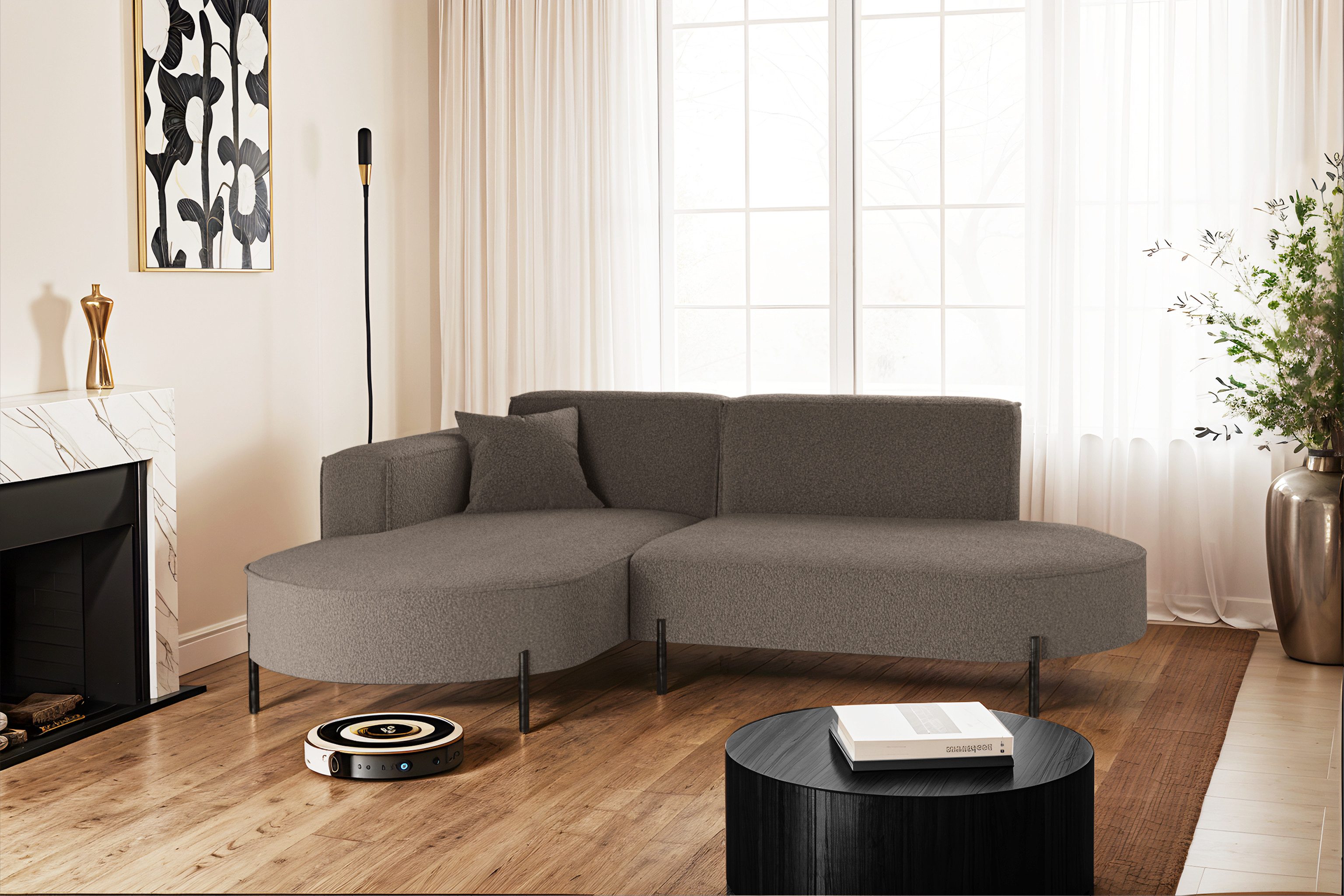 Kaiser Möbel Ecksofa Sofa L-Form Designer Modena Rein stoff Noel, Quelle, P günstig online kaufen