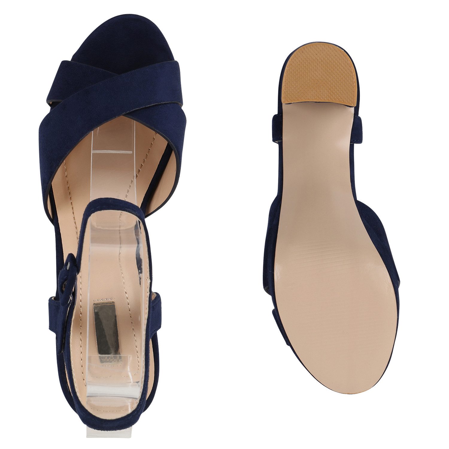 VAN HILL 826159 Plateausandaletten Damen Plateau Sandaletten Blockabsatz Party High Heels