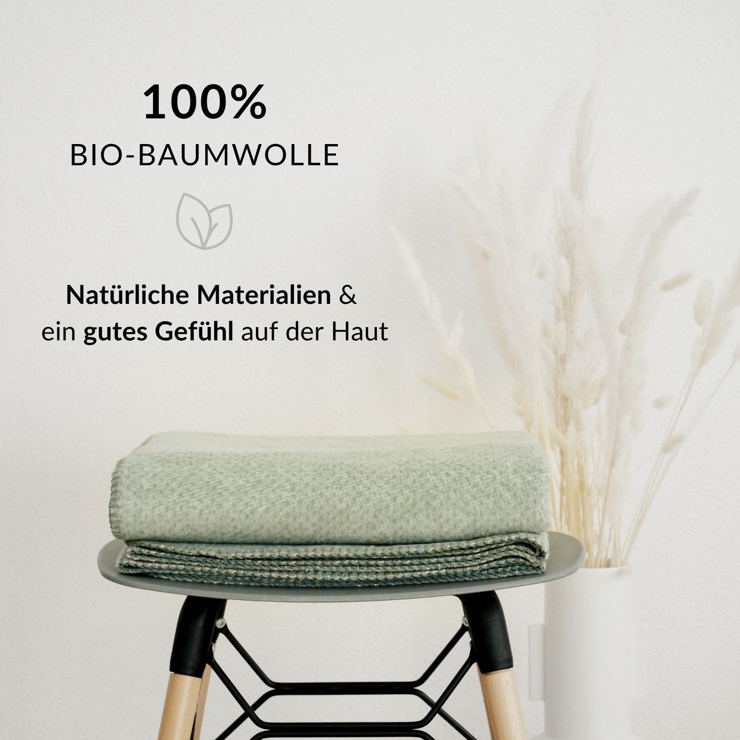 Wolldecke EMMA Premium Kuscheldecke aus 100% weicher Bio-Baumwolle in 7 Farben, RIEMA Germany, weiche Sofadecke 150x200cm Made in Germany, nachhaltig, OEKOTEX – Bild 4 von 5