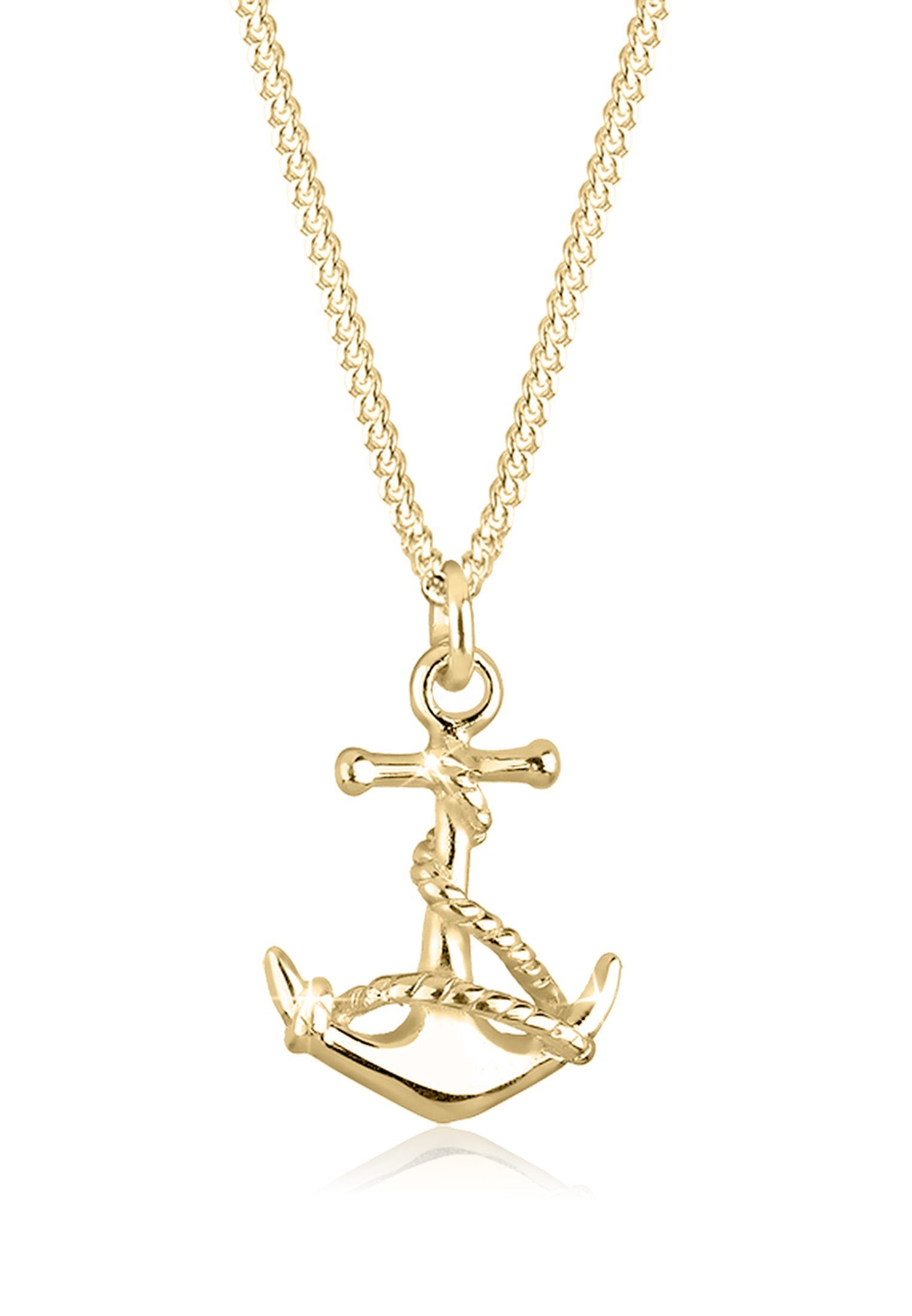 Elli Kette mit Anhänger Anker Anhänger Maritim 925 Silber, Anker Gold