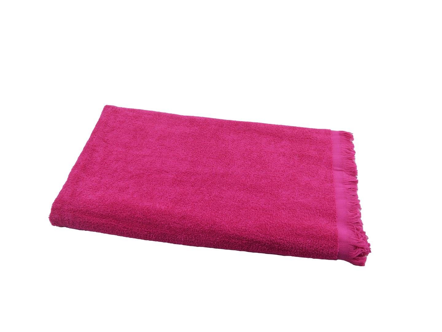 Frottee cm, Fransen pink, Sensepura (1-St), Handtuch Saunatuch Badetuch saugstarkes Baumwolle Sauna 90x180 gerade Hamamtuch