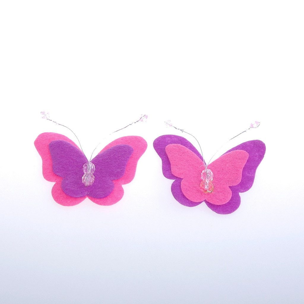 Deko AS Filzapplikation Filzschmetterlinge - 2-farbig - rosa-lila- 5,5 x 7 cm - 12 Stück - 75