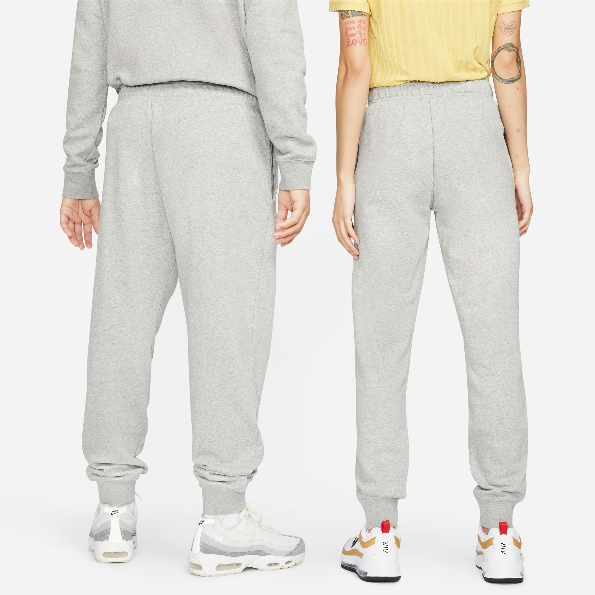 Nike Sportswear Jogginghose CLUB MID-RISE HEATHER/WHITE JOGGERS WOMEN'S DK GREY FLEECE